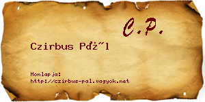Czirbus Pál névjegykártya